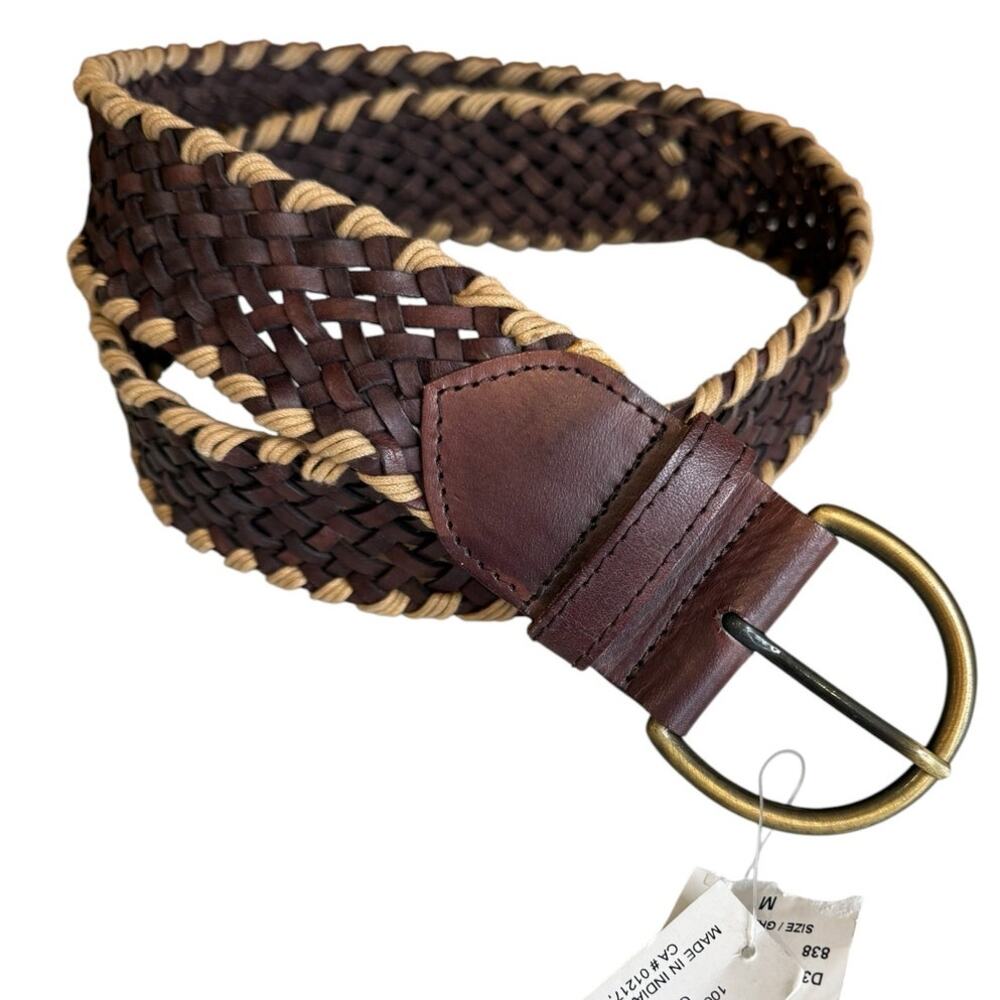 Le Chateau Braided Wide Leather Statement Belt Chocolate Brown M